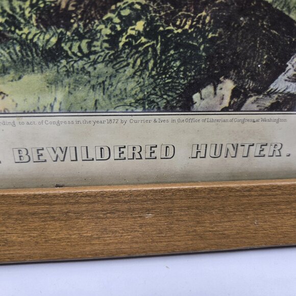 THE BEWILDERED HUNTER by Currier & Ives Framed Art Print Hunting Dog/ Man / Dee - Picture 4 of 7